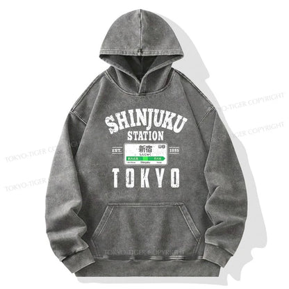 Tokyo-Tiger Shinjuku Station Yamanote Line Washed Hoodie