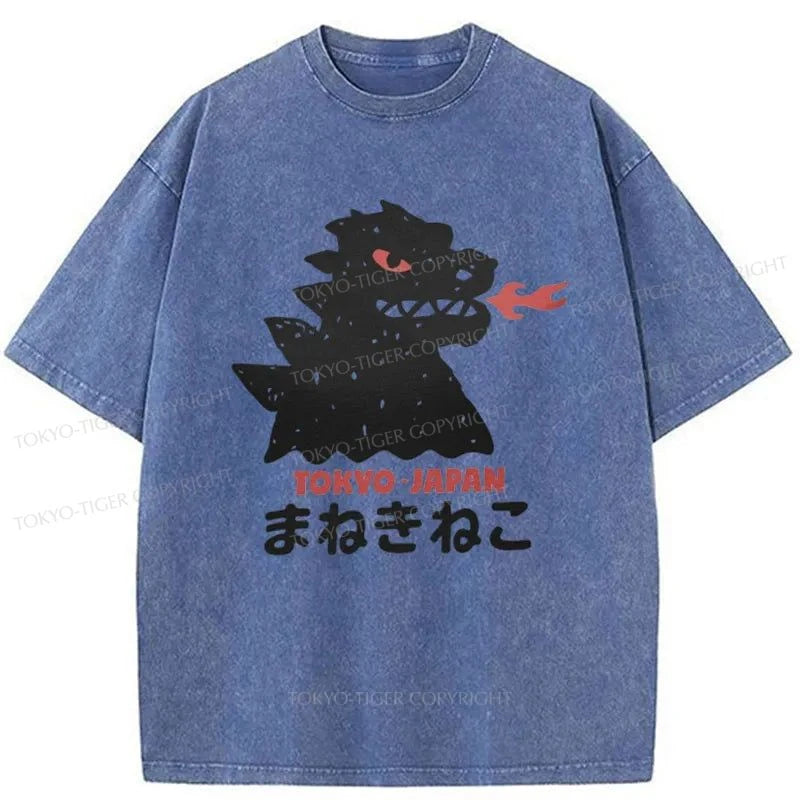 Tokyo-Tiger Japanese Fortune Cat Washed T-Shirt