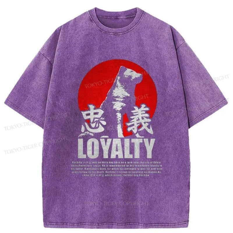 Tokyo-Tiger Hachiko Loyalty Dog Japanese Washed T-Shirt