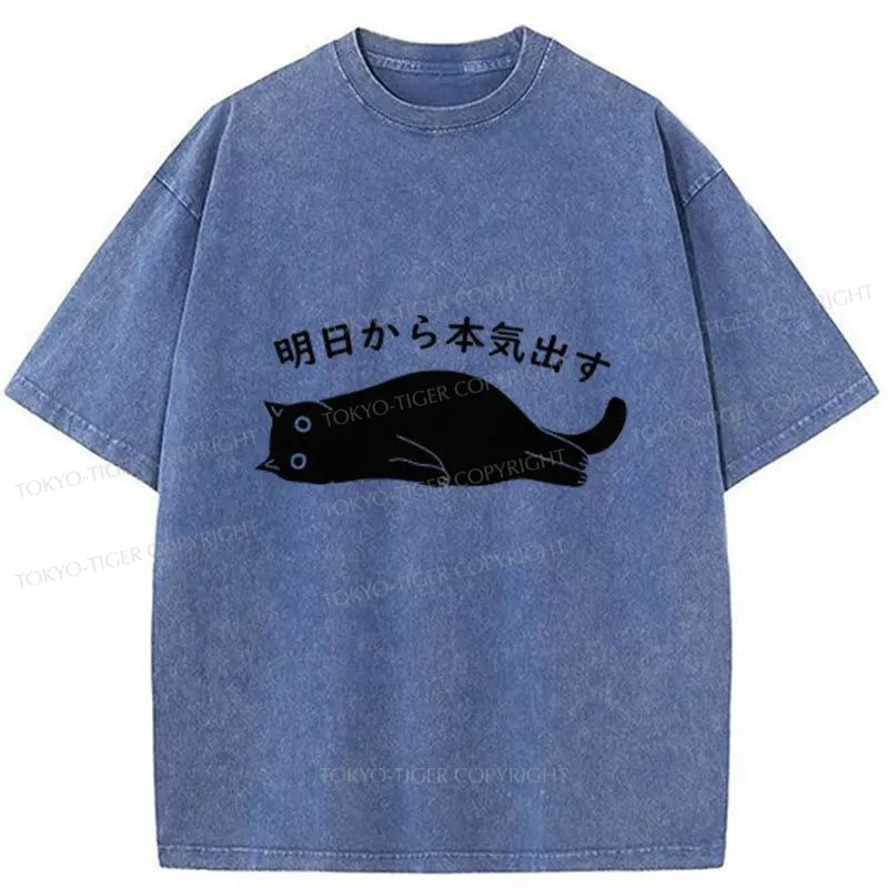 Tokyo-Tiger I'm Going To Get Serious Tomorrow Washed T-Shirt