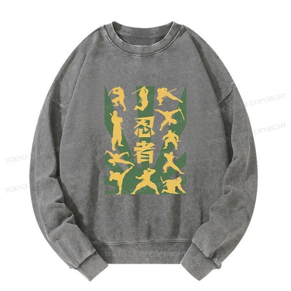 Tokyo-Tiger Japanese Ninja Print Washed Sweatshirt