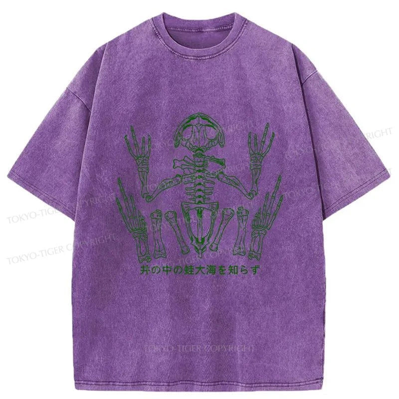 Tokyo-Tiger Frog Skeleton Japanese Washed T-Shirt