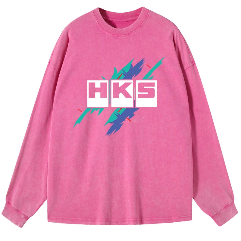 Tokyo-Tiger HKS Drifting Drag JDM Washed Long Sleeve T-Shirt