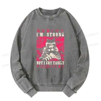 Tokyo-Tiger I Am Strong Raccoon Washed Sweatshirt