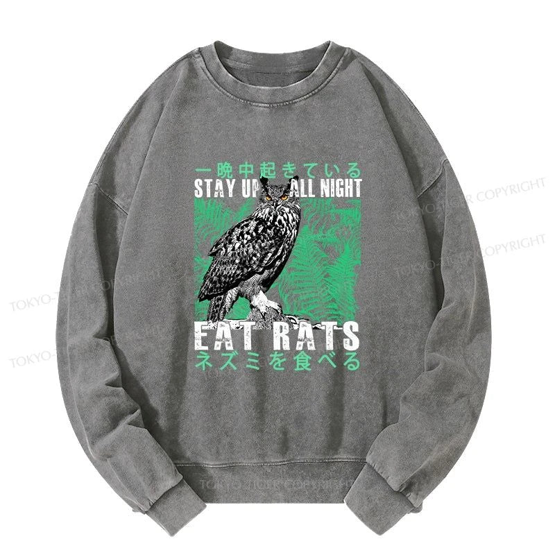 Tokyo-Tiger Owls Prey On Rats At Night Washed Sweatshirt