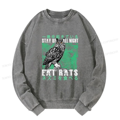 Tokyo-Tiger Owls Prey On Rats At Night Washed Sweatshirt