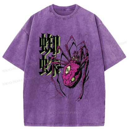 Tokyo-Tiger Scary Spider Washed T-Shirt