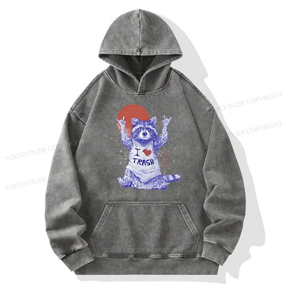 Tokyo-Tiger I love Trash Washed Hoodie