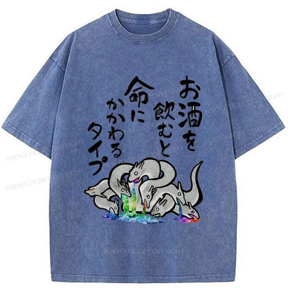 Tokyo-Tiger Drunken Yamata No Orochi Washed T-Shirt