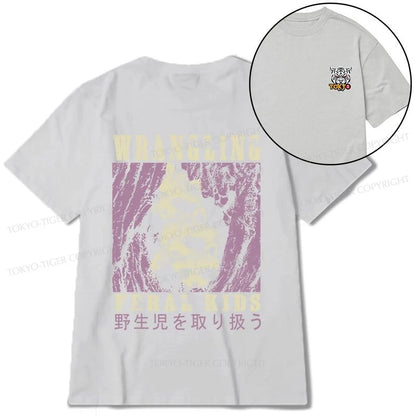 Tokyo-Tiger Wrangling Feral Raccoon Kids Front Back Classic T-Shirt