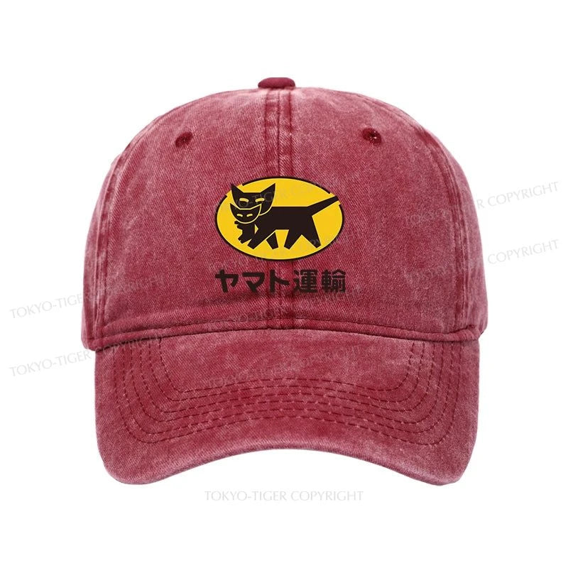 Tokyo-Tiger Black Cat Transport Pattern Japanese Washed Cap