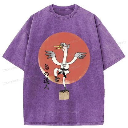 Tokyo-Tiger Karate Crane Japan Washed T-Shirt