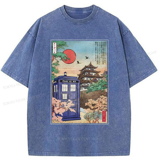 Tokyo-Tiger Tardis in Japan Washed T-Shirt