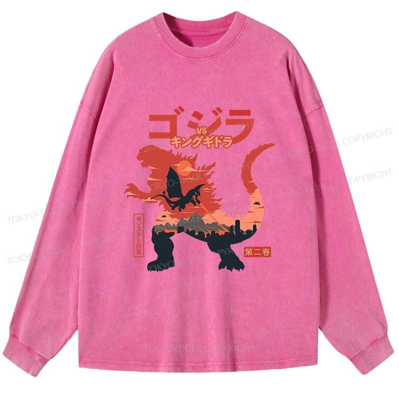 Tokyo-Tiger King of the Monsters Washed Long Sleeve T-Shirt