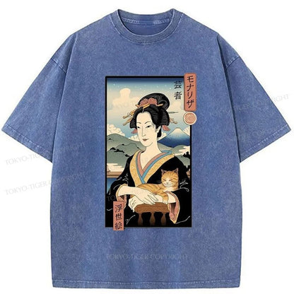 Tokyo-Tiger Lisa Ukiyo-e Posters Japanese Washed T-Shirt