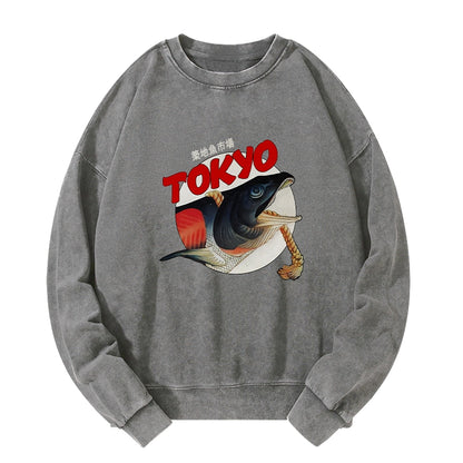 Tokyo-Tiger Vintage Japanese Tsukiji Fish Market Washed Sweatshirt