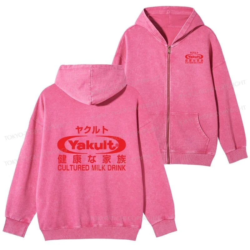 Tokyo-Tiger Yakult Logo Washed Zip Hoodie