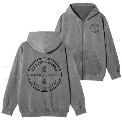 Tokyo-Tiger Hattori Hanzo Sword Company Washed Zip Hoodie