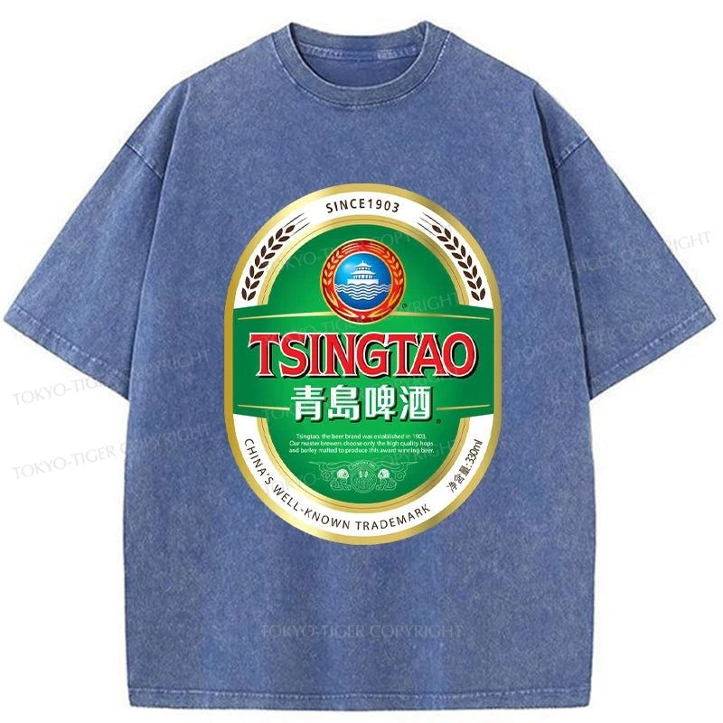 Tokyo-Tiger Tsingtao Beer Logo Washed T-Shirt