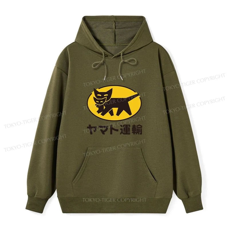 Tokyo-Tiger Black Cat Transport Pattern Japanese Classic Hoodie