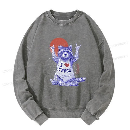 Tokyo-Tiger I love Trash Washed Sweatshirt