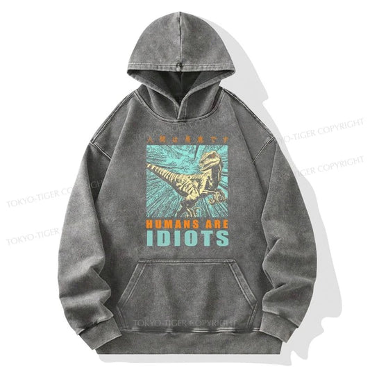 Tokyo-Tiger Mocking Dinosaurs Japanese Washed Hoodie