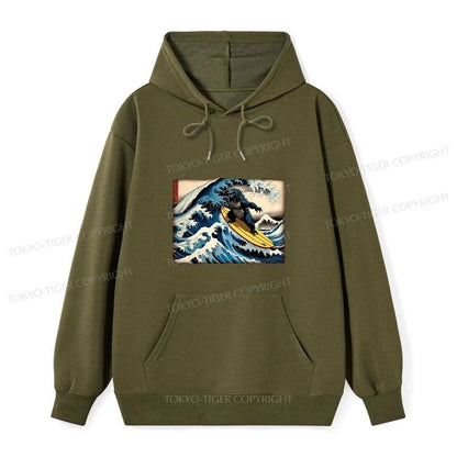 Tokyo-Tiger Dinosaur Surfing Japanese Classic Hoodie