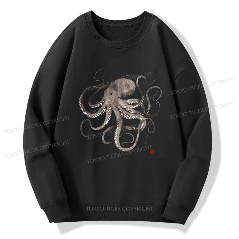 Tokyo-Tiger Octopus Japanese Calligraphy Sweatshirt