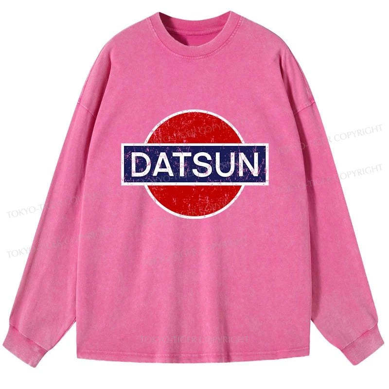 Tokyo-Tiger Datsun Vintage Car Washed Long Sleeve T-Shirt