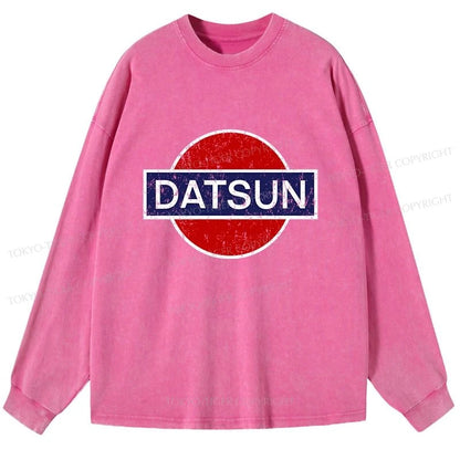 Tokyo-Tiger Datsun Vintage Car Washed Long Sleeve T-Shirt