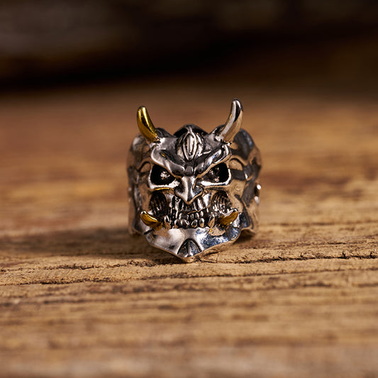 Tokyo-Tiger Samurai Mask Skull Ring