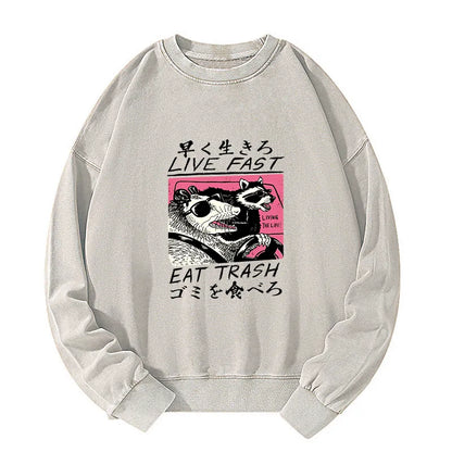 Tokyo-Tiger Live Fast Eat Trash Washed Sweatshirt