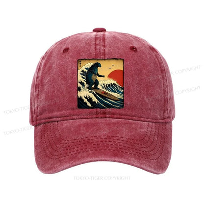 Tokyo-Tiger The Great Wave Godzilla Washed Cap