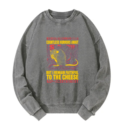 Tokyo-Tiger Faithful to the Cheese Japanese Horror Rat Washed Sweatshirt