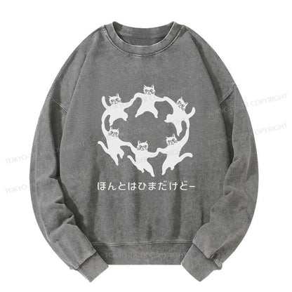 Tokyo-Tiger Leisure Cats Japanese Washed Sweatshirt