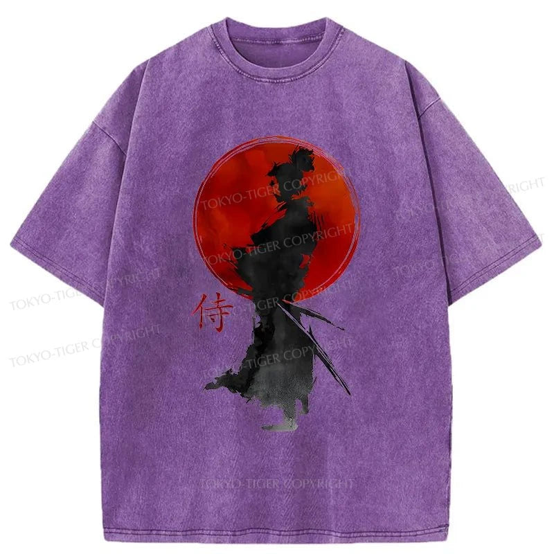 Tokyo-Tiger Cool Japanese Samurai Washed T-Shirt