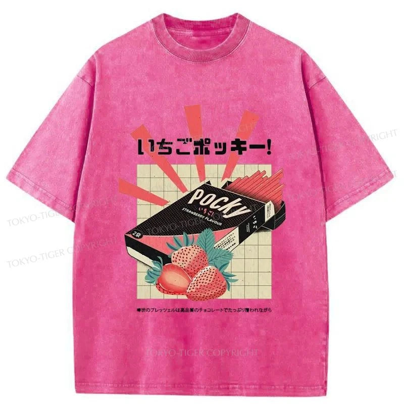 Tokyo-Tiger Strawberry Pocky Japanese Washed T-Shirt