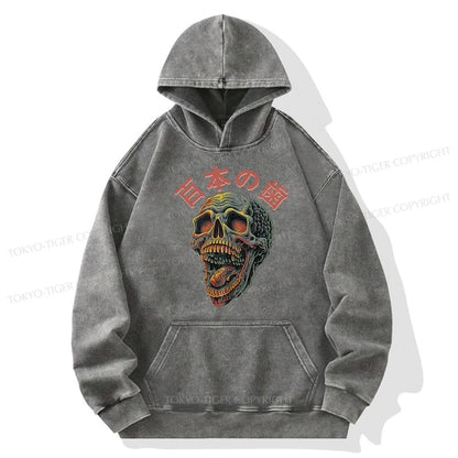 Tokyo-Tiger Terrifying And Disgusting Skull Washed Hoodie