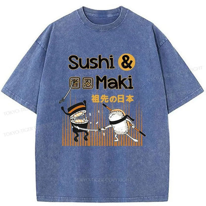 Tokyo-Tiger Sushi Ninja Japanese Washed T-Shirt