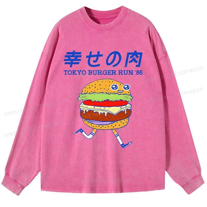 Tokyo-Tiger Tokyo Burger Run Japanese Washed Long Sleeve T-Shirt