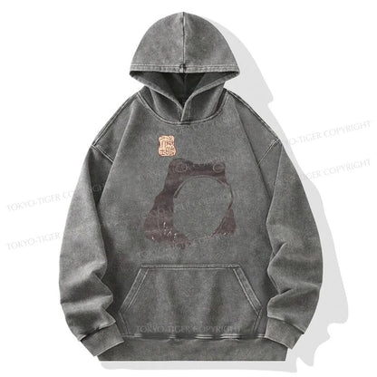 Tokyo-Tiger Matsumoto Hoji Woodblock Print Frog Washed Hoodie