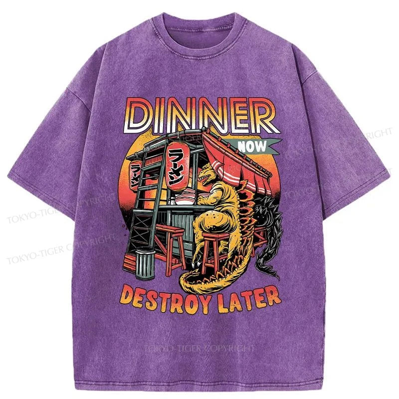 Tokyo-Tiger Dinner Now Destroy Later Washed T-Shirt