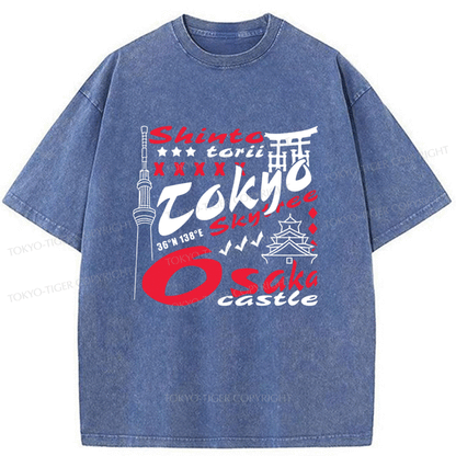 Tokyo-Tiger Iconic Places In Japan Washed T-Shirt