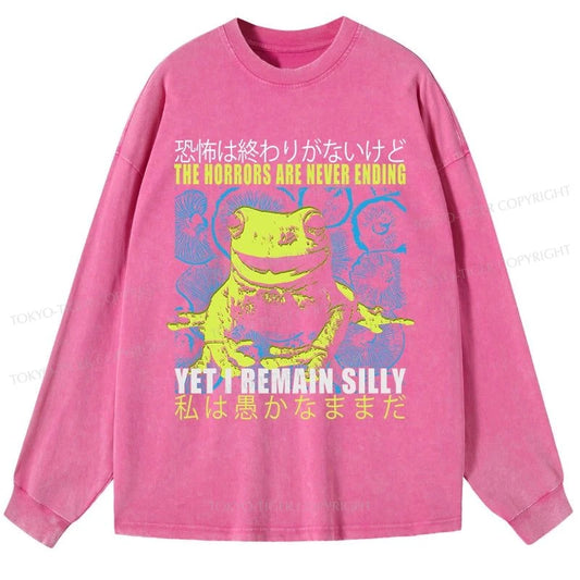 Tokyo-Tiger A Self-Aware Frog Washed Long Sleeve T-Shirt