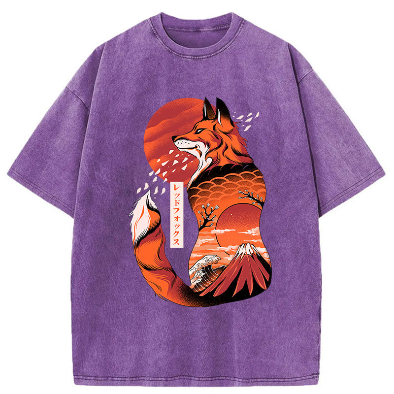 Tokyo-Tiger Japanese fox tattoo Washed T-Shirt