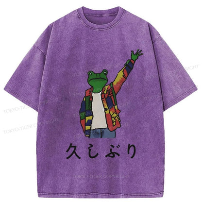 Tokyo-Tiger Hand Up Frog Japanese Washed T-Shirt