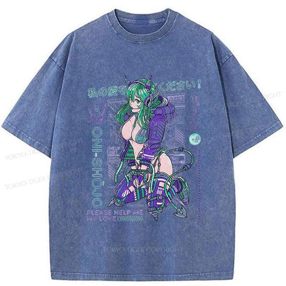 Tokyo-Tiger Yokai Oni Girl Washed T-Shirt