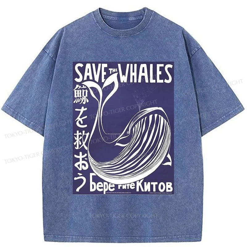 Tokyo-Tiger Save The Whales Japanese Washed T-Shirt