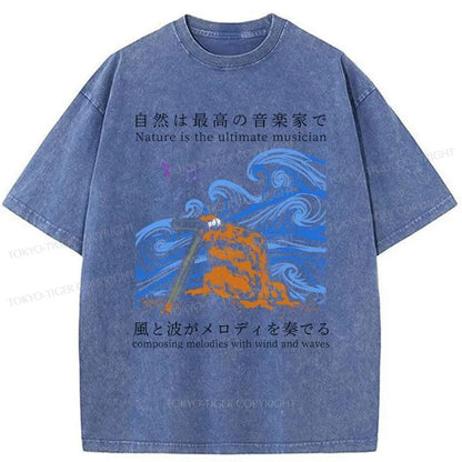 Tokyo-Tiger Frog Musician Washed T-Shirt