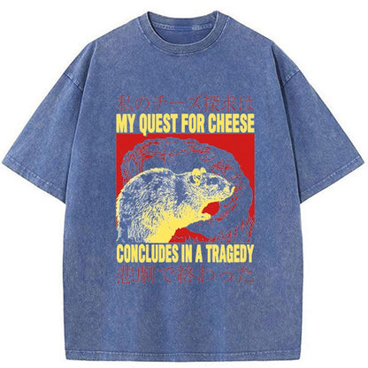 Tokyo-Tiger My Quest For Cheese Rat Japanese Washed T-Shirt